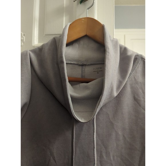 J.Crew Grey Long Sleeve Sweater SZ Small Striped underarms Mock Neck SweatShirt - Picture 2 of 7